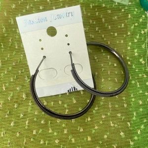 Oxidized silver color hoops